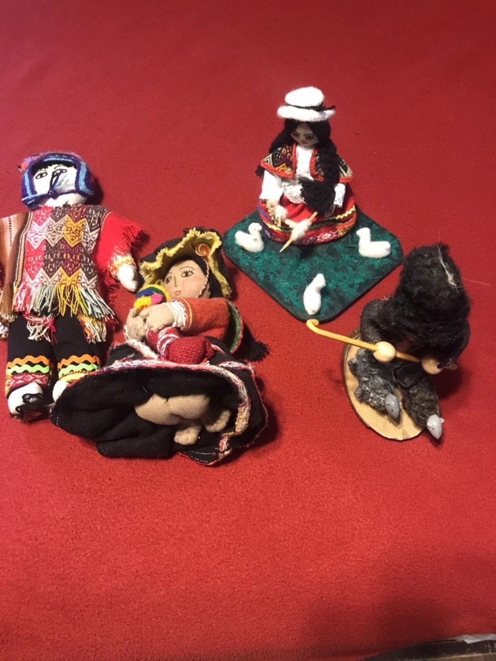Handmade Peruvian Folk Dolls - Multicolor Set of 4
